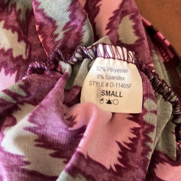 Forplay Bodycon One Sleeve Dress Pink Green Small - Picture 10 of 12